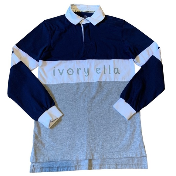IVORY ELLA LONG SLEEVE POLO - Picture 1 of 4